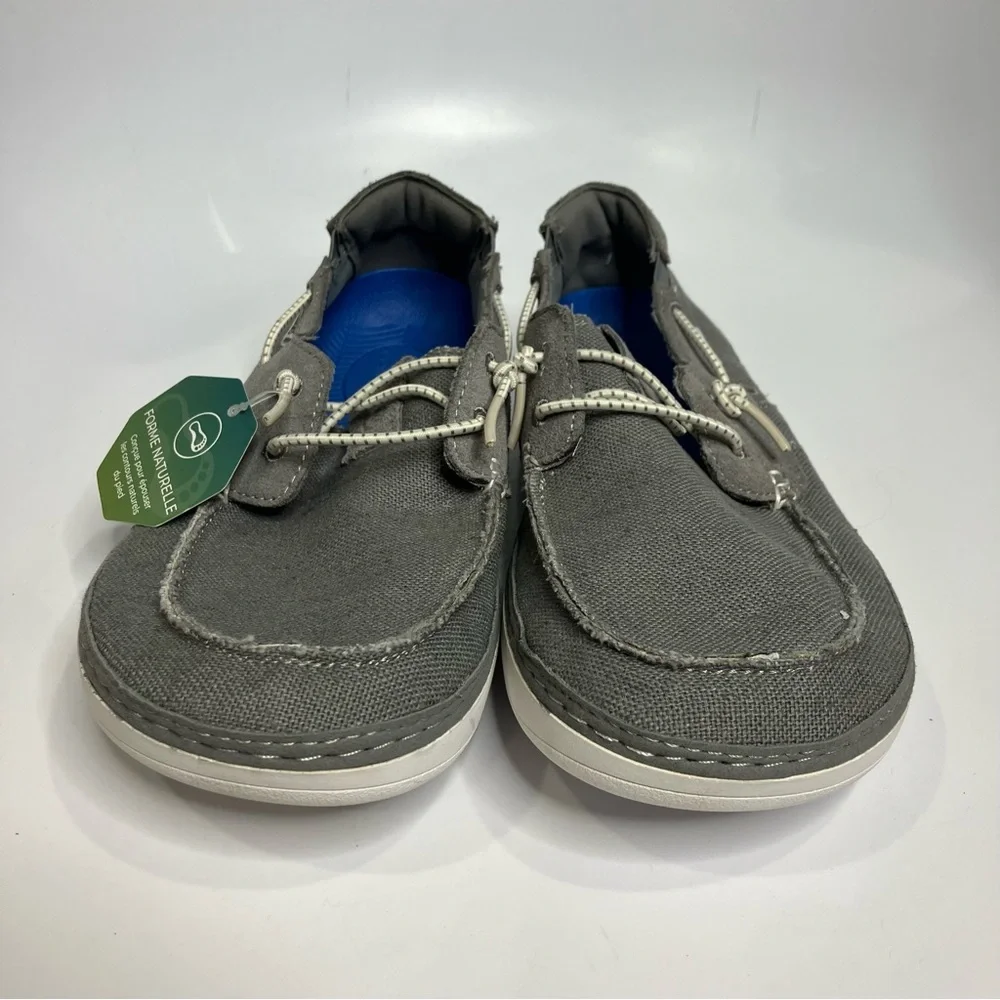 Clarks Higley Tie‎ shoes loafers casual gray canvas men’s size 7 boat shoes
